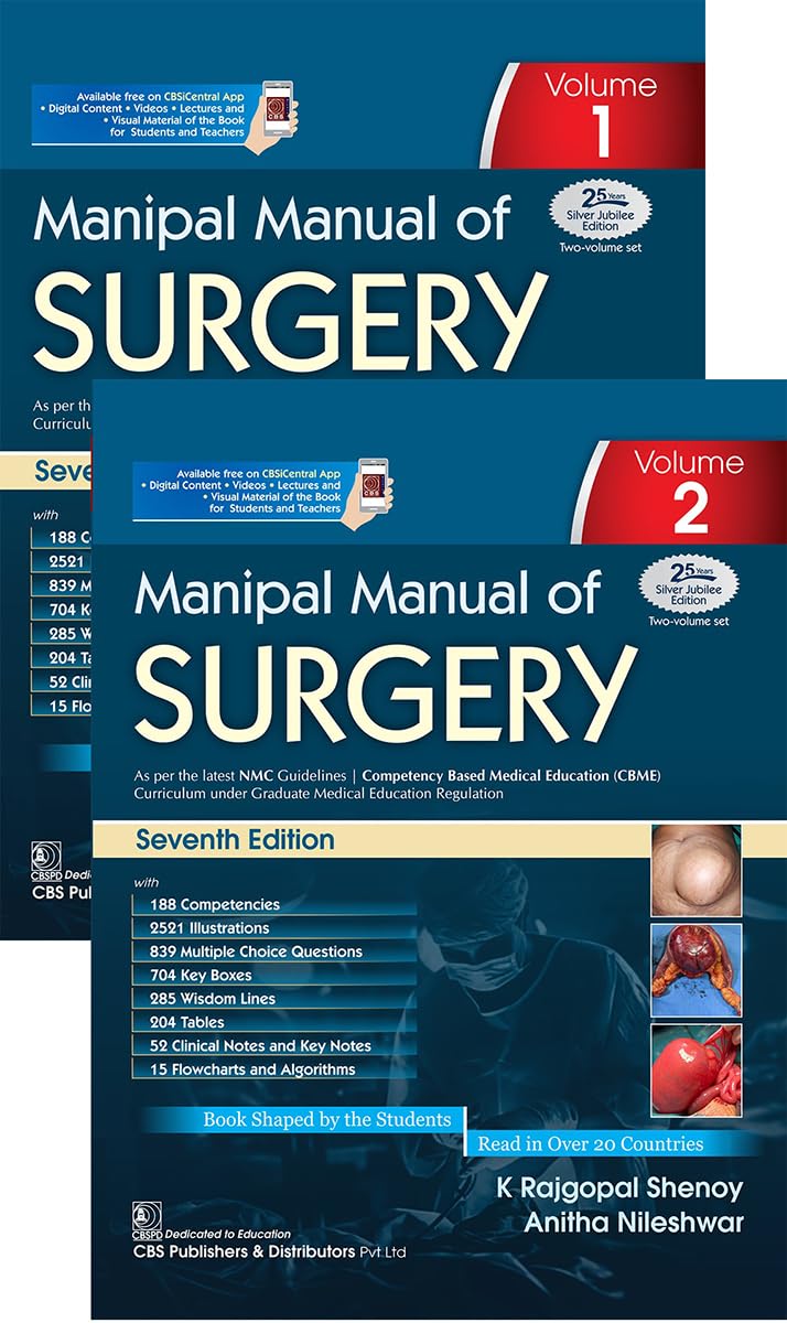 Manipal Manual of Surgery, Vol 1, 2, Seventh Edition